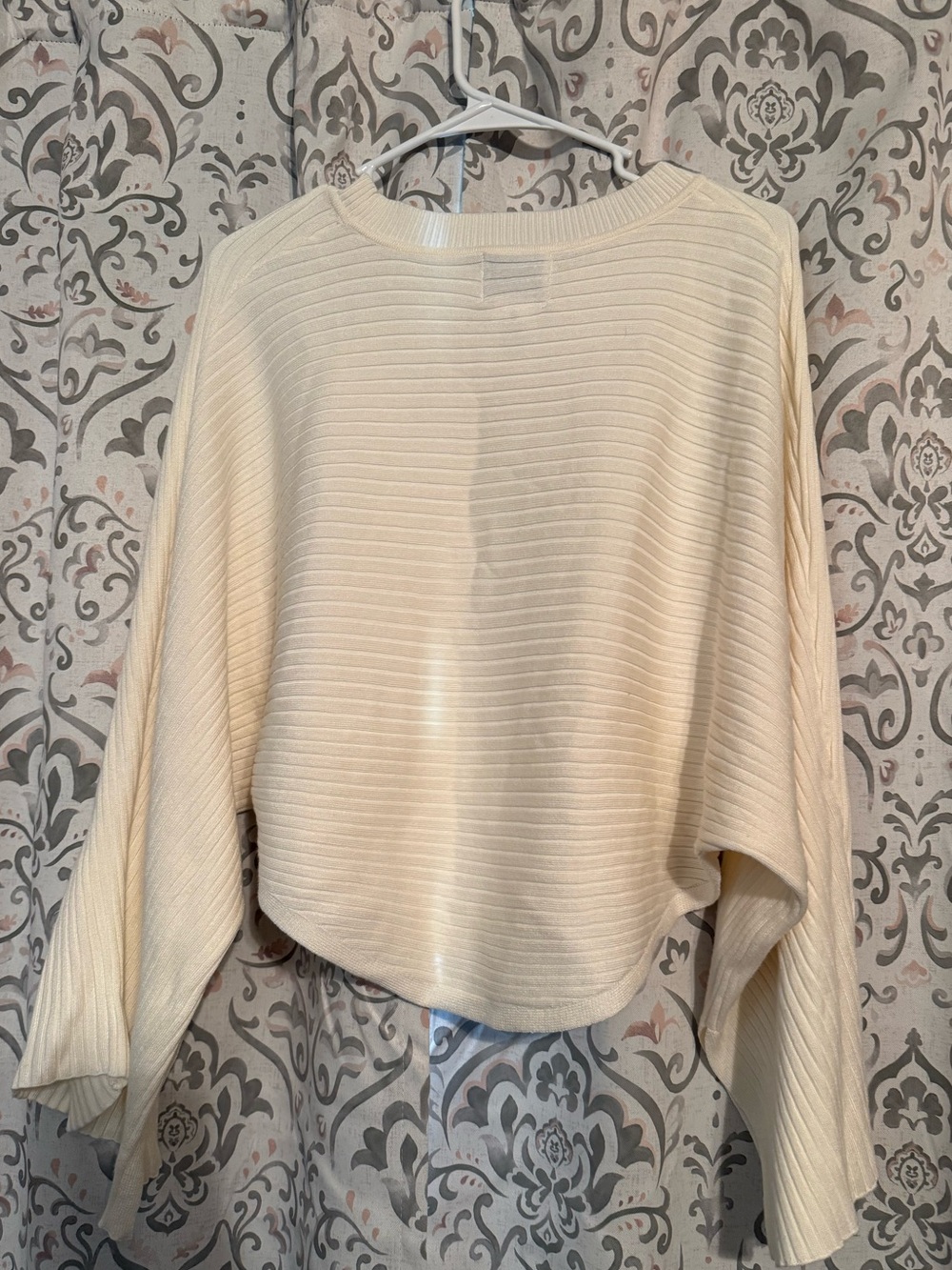 Cream Ribbed Cropped Sweater - Picture 2 of 4